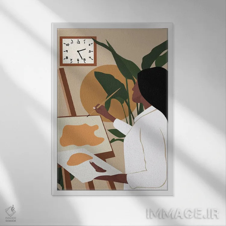تابلو مدرن هنرمند اثر تایسی سیج - نمای قابدار سفید