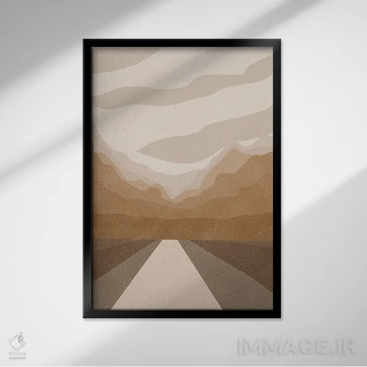 تابلو مینیمال کوهستان انتزاعی اثر تایسی سیج - نمای قابدار مشکی