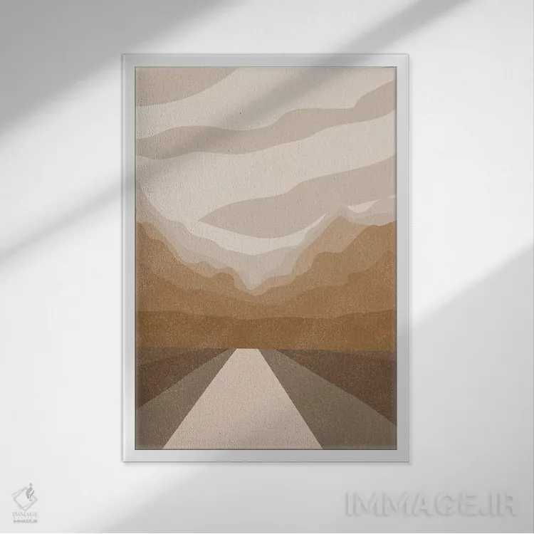 تابلو مینیمال کوهستان انتزاعی اثر تایسی سیج - نمای قابدار سفید