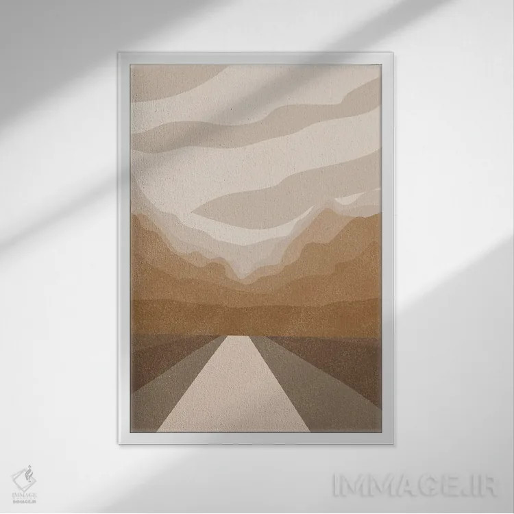 تابلو مینیمال کوهستان انتزاعی اثر تایسی سیج - نمای قابدار سفید