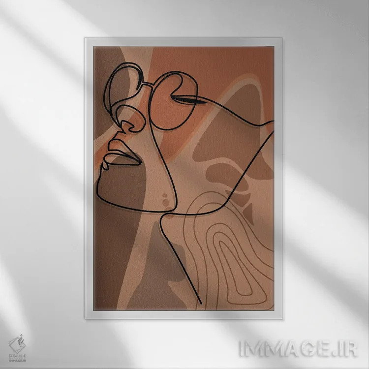 تابلو مینیمال هنر خطی صورت دختر اثر تایسی سیج - نمای قابدار سفید