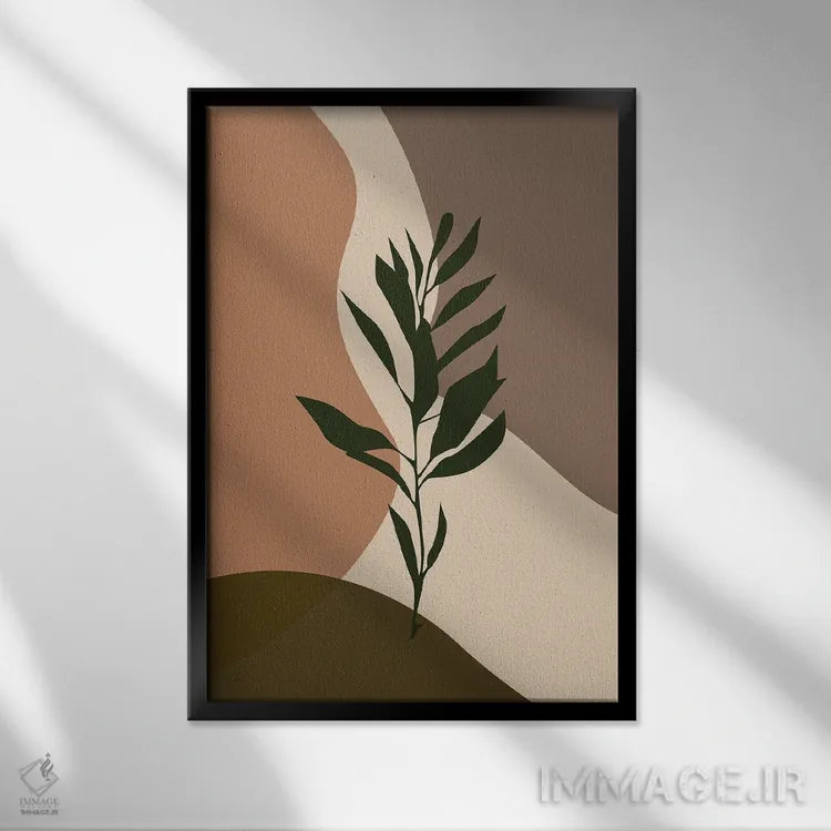 تابلو مدرن هنر انتزاعی گیاهان اثر تایسی سیج - نمای قابدار مشکی