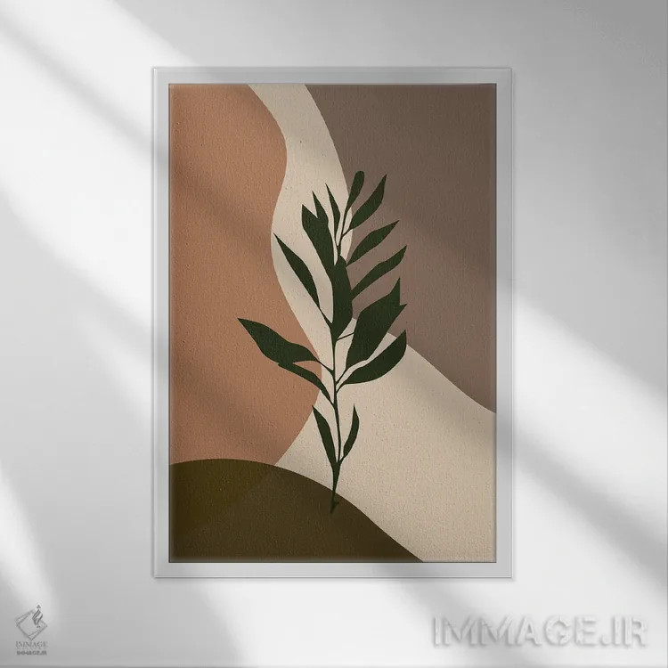 تابلو مدرن هنر انتزاعی گیاهان اثر تایسی سیج - نمای قابدار سفید