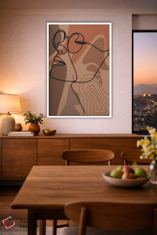 تابلو مینیمال هنر خطی صورت دختر اثر تایسی سیج - D2W