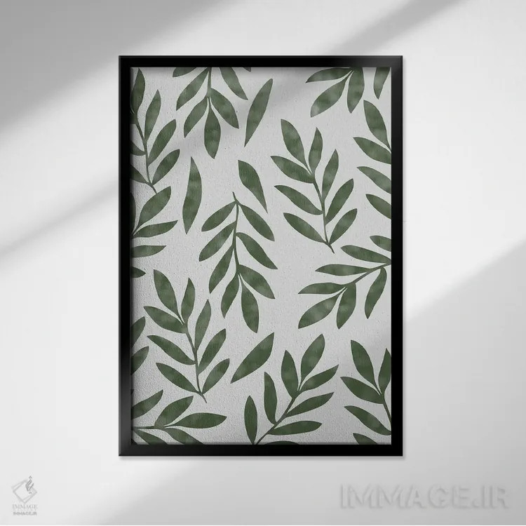 تابلو مینیمال هنر مینیمالیستی گیاهان اثر تایسی سیج - نمای قابدار مشکی