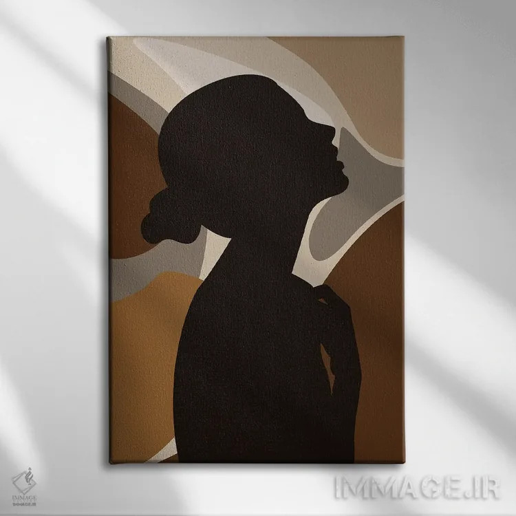 تابلو مینیمال سیلوئت نیمرخ دختر اثر تایسی سیج - نمای روبهرو روی دیوار