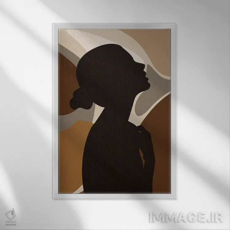 تابلو مینیمال سیلوئت نیمرخ دختر اثر تایسی سیج - نمای قابدار سفید