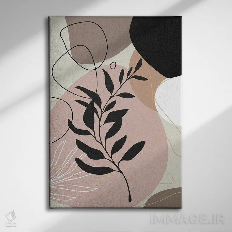 تابلو مینیمال هنر برگ انتزاعی اثر تایسی سیج - نمای روبهرو روی دیوار