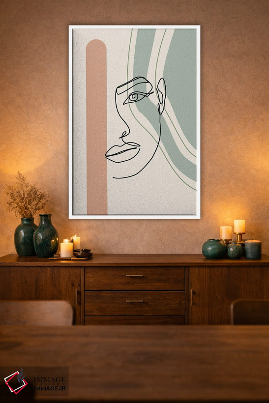 تابلو مینیمال هنر خطی صورت زنانه اثر تایسی سیج - D1W