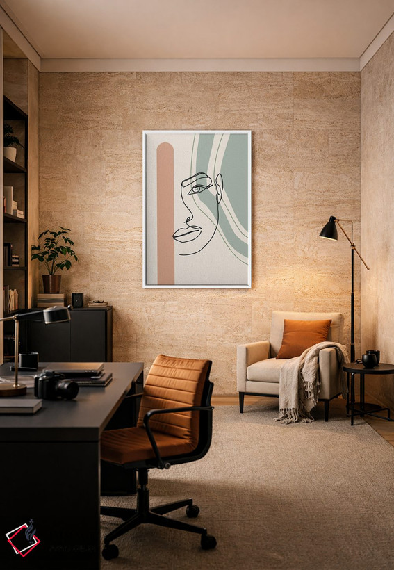 تابلو مینیمال هنر خطی صورت زنانه اثر تایسی سیج - D5W