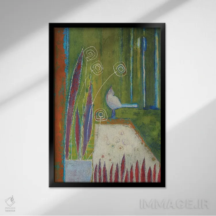 تابلو انتزاعی آواز صبحگاهی اثر تاتیانا آوشوا - نمای قابدار مشکی