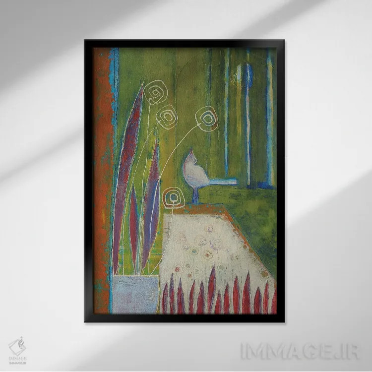 تابلو انتزاعی آواز صبحگاهی اثر تاتیانا آوشوا - نمای قابدار مشکی