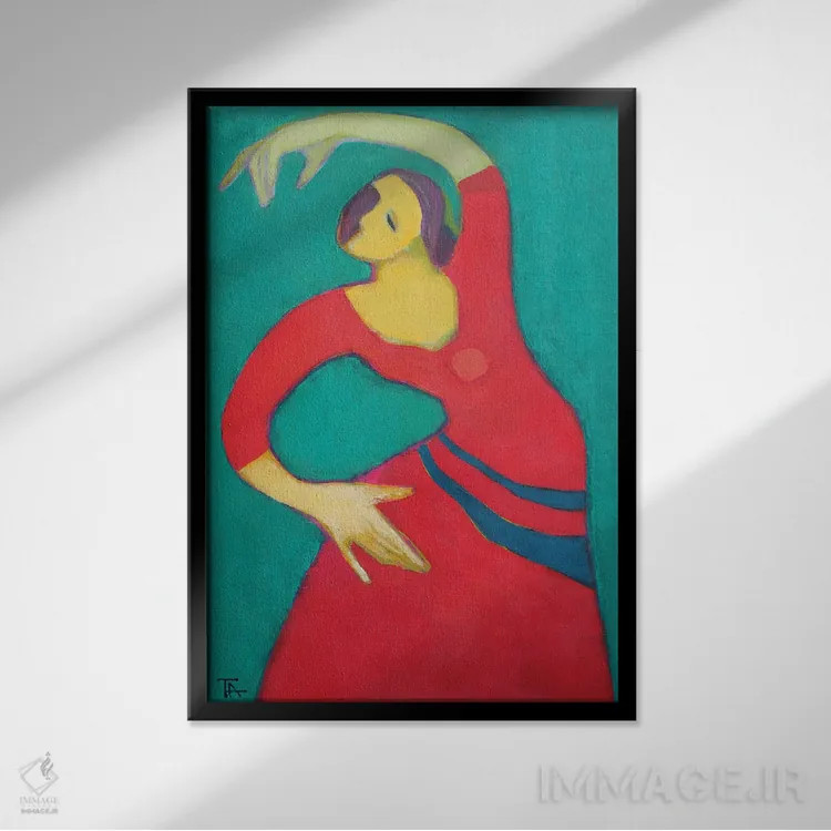 تابلو دکوراتیو فلامنکو رقص انسان تنهاست اثر تاتیانا آوشوا - نمای قابدار مشکی