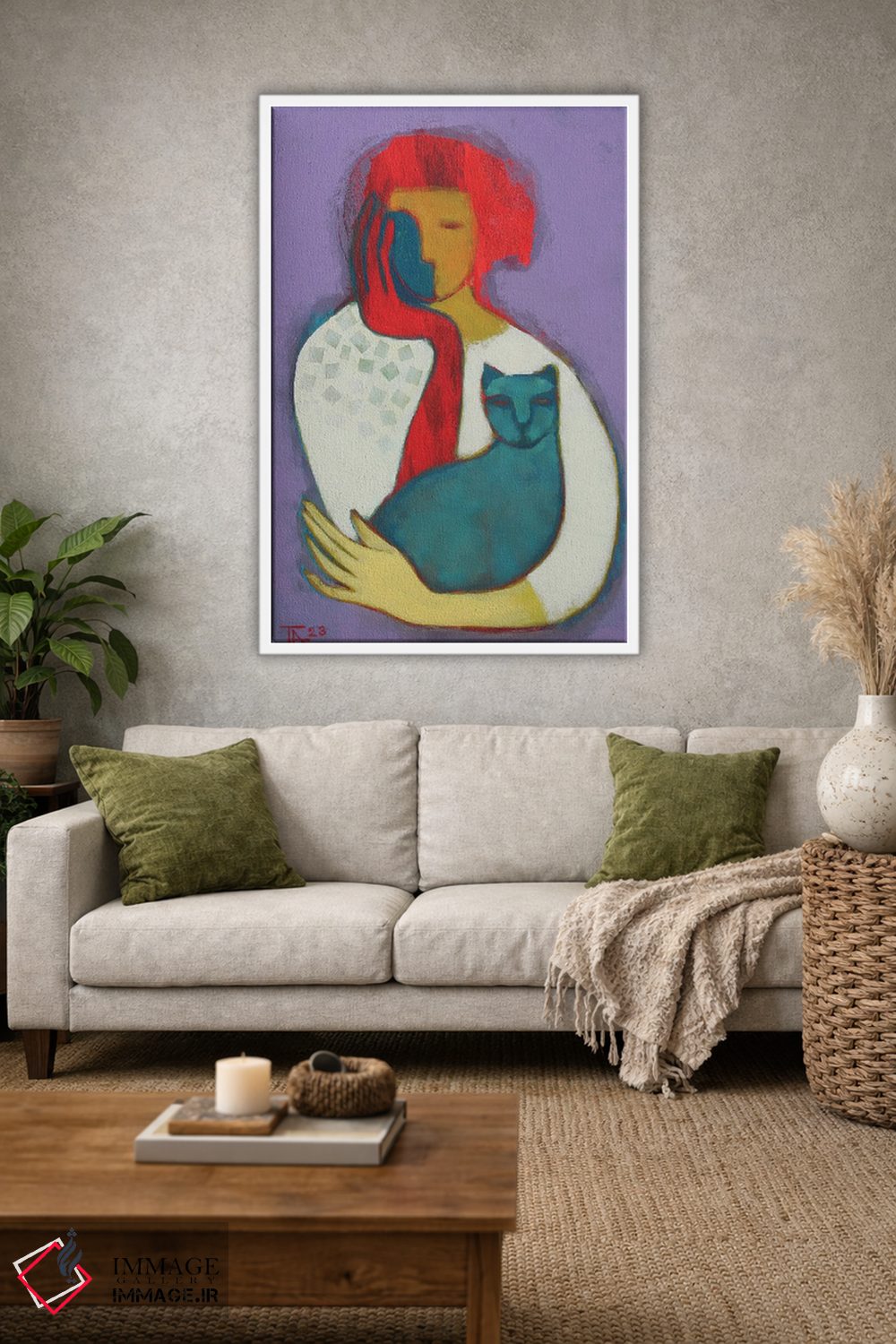 تابلو دکوراتیو پرتره با گربه اثر تاتیانا آوشوا - D1W
