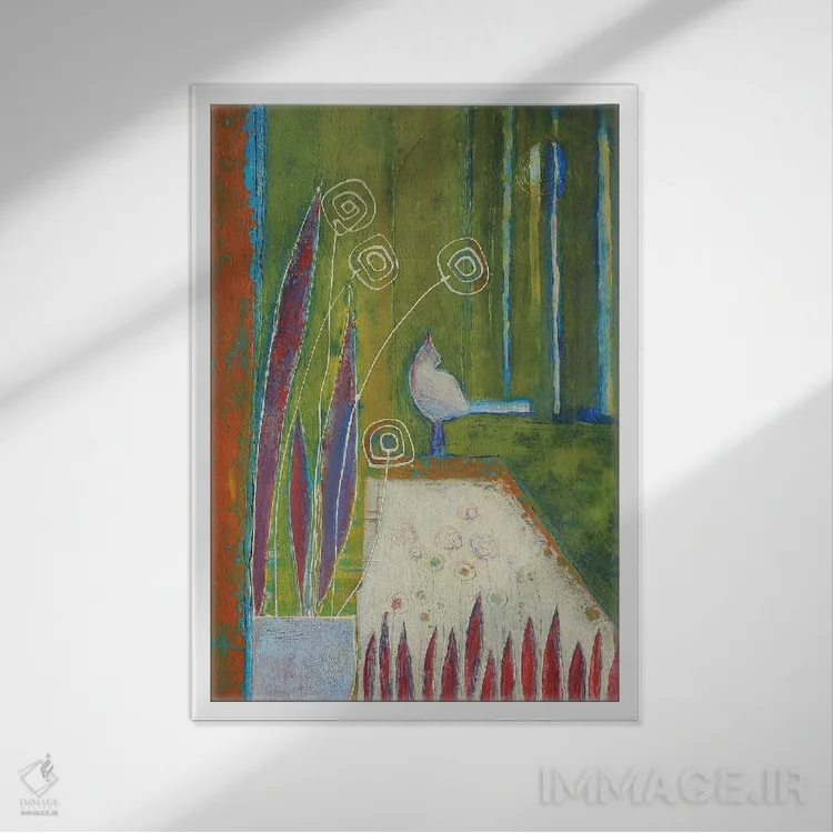 تابلو انتزاعی آواز صبحگاهی اثر تاتیانا آوشوا - نمای قابدار سفید