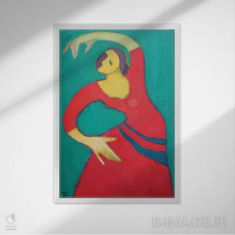 تابلو دکوراتیو فلامنکو رقص انسان تنهاست اثر تاتیانا آوشوا - نمای قابدار سفید