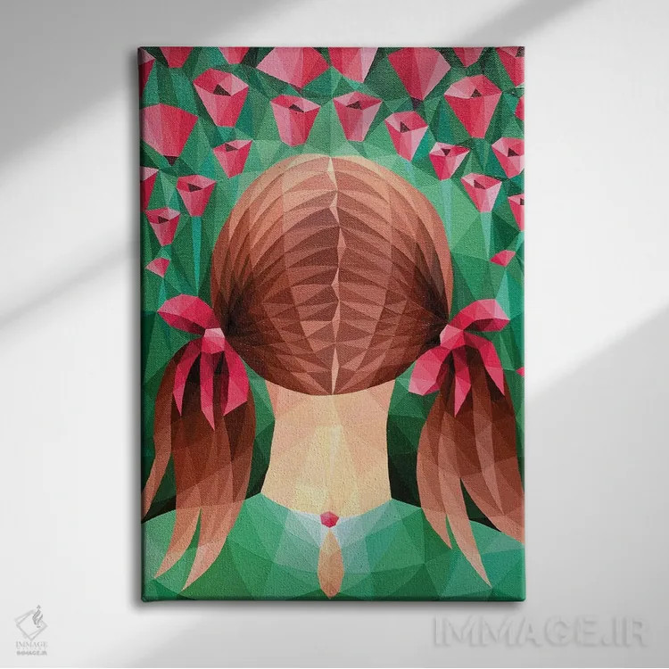 تابلو دکوراتیو دختر در مزرعه شقایق اثر ماریا توژیلکینا - نمای روبهرو روی دیوار