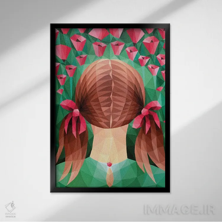 تابلو دکوراتیو دختر در مزرعه شقایق اثر ماریا توژیلکینا - نمای قابدار مشکی