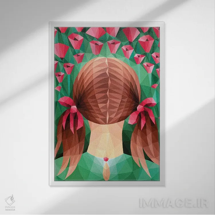 تابلو دکوراتیو دختر در مزرعه شقایق اثر ماریا توژیلکینا - نمای قابدار سفید