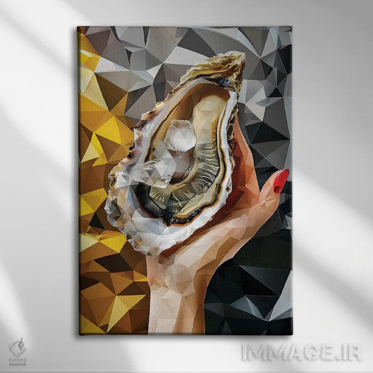 تابلو دکوراتیو صدف کریستالی روی طلا اثر ماریا توژیلکینا - نمای روبهرو روی دیوار