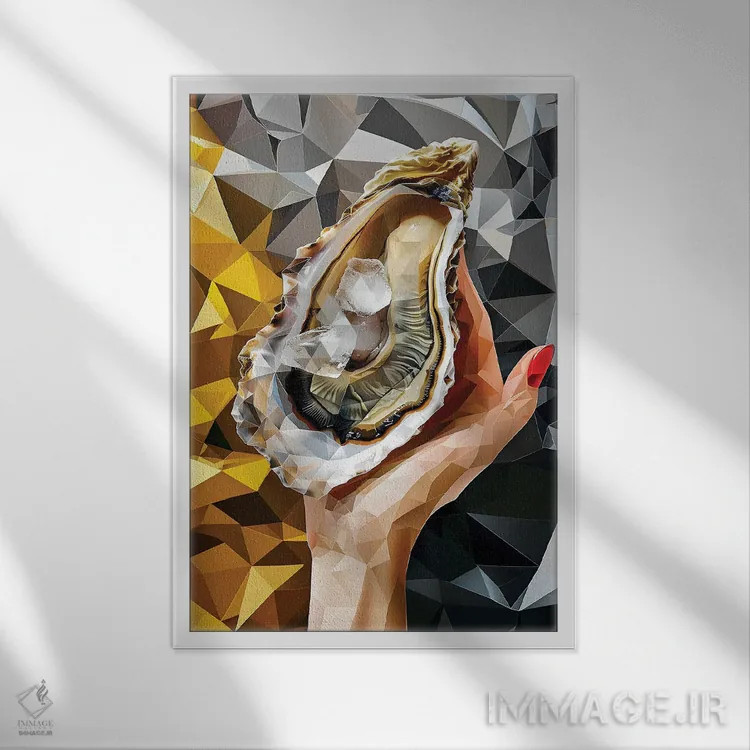 تابلو دکوراتیو صدف کریستالی روی طلا اثر ماریا توژیلکینا - نمای قابدار سفید