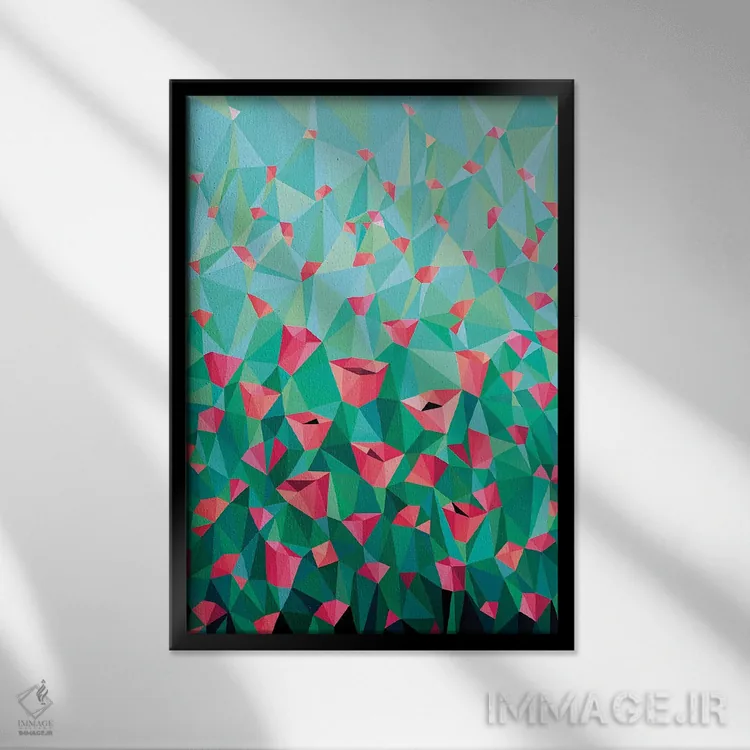تابلو دکوراتیو فرش شقایق ها اثر ماریا توژیلکینا - نمای قابدار مشکی