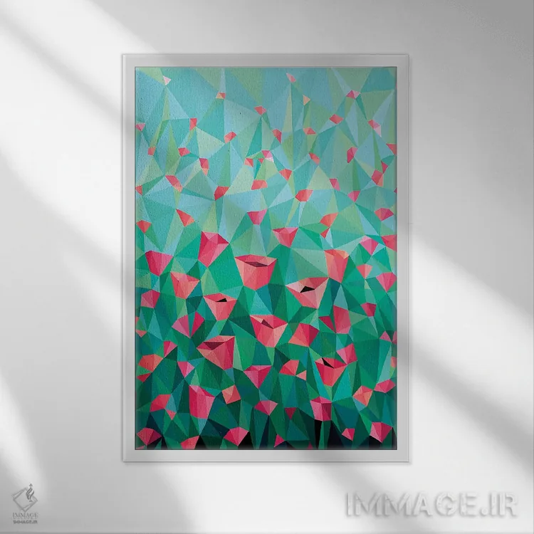 تابلو دکوراتیو فرش شقایق ها اثر ماریا توژیلکینا - نمای قابدار سفید