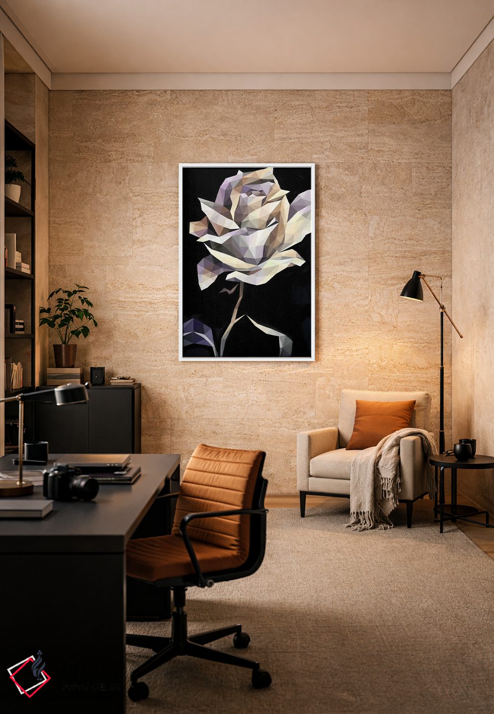 تابلو دکوراتیو رز کریستالی سفید اثر ماریا توژیلکینا - D5W