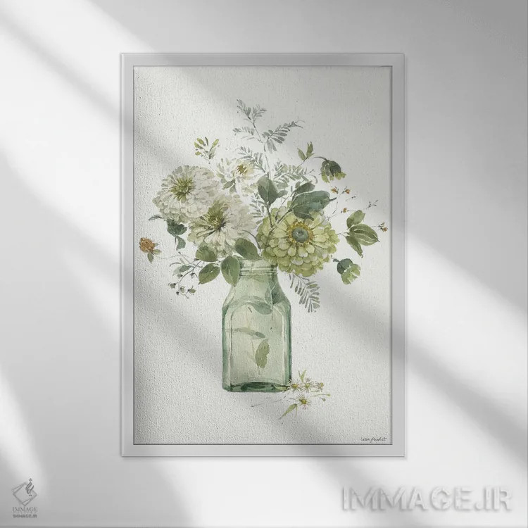 تابلو دکوراتیو مزارع سبز بیست و چهار اثر لیزا آدیت - نمای قابدار سفید