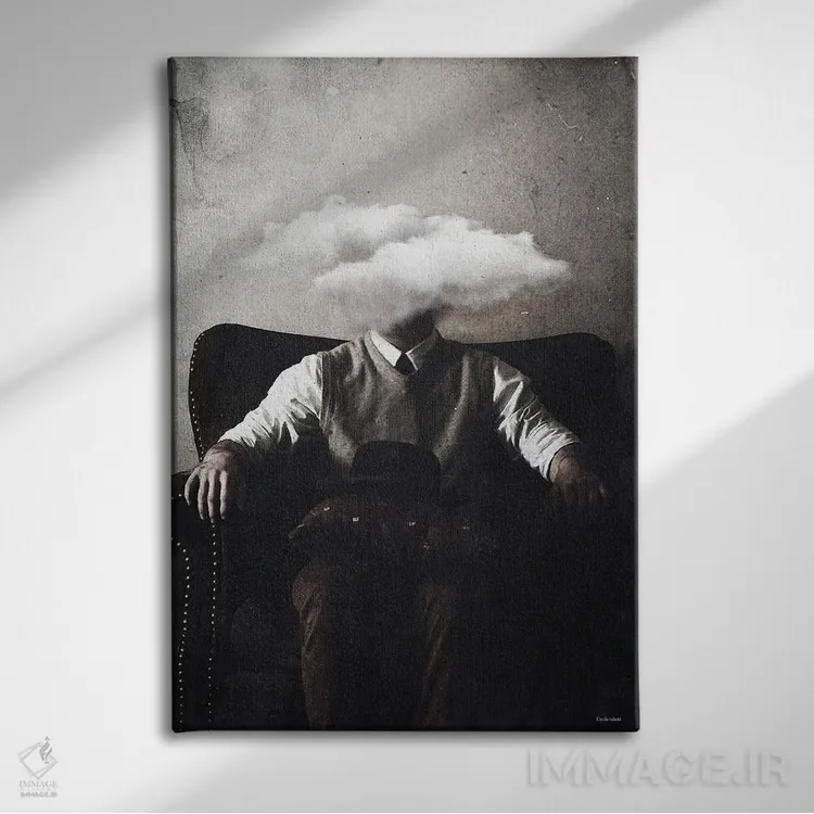تابلو مدرن بیش ازحد فکر کردن اثر آندر دات آرت - نمای روبهرو روی دیوار
