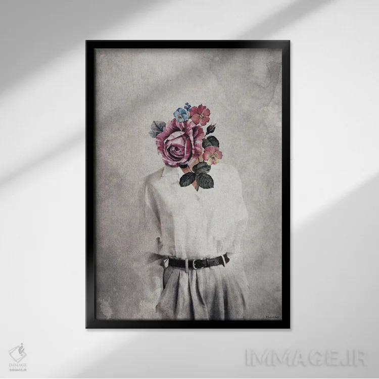 تابلو دکوراتیو شکوفه کلاسیک اثر آندر دات آرت - نمای قابدار مشکی