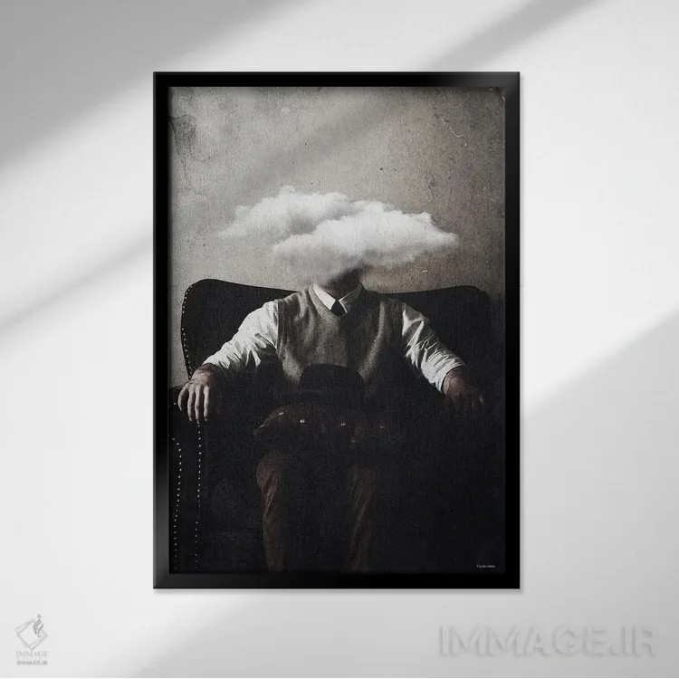 تابلو مدرن بیش ازحد فکر کردن اثر آندر دات آرت - نمای قابدار مشکی