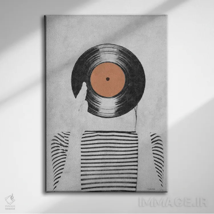 تابلو دکوراتیو سر صفحه وینیل اثر آندر دات آرت - نمای روبهرو روی دیوار