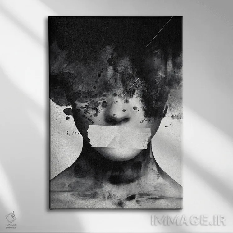 تابلو دکوراتیو آزادی بیان اثر آندر دات آرت - نمای روبهرو روی دیوار