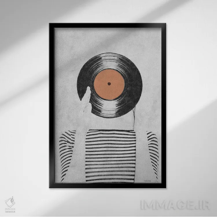 تابلو دکوراتیو سر صفحه وینیل اثر آندر دات آرت - نمای قابدار مشکی