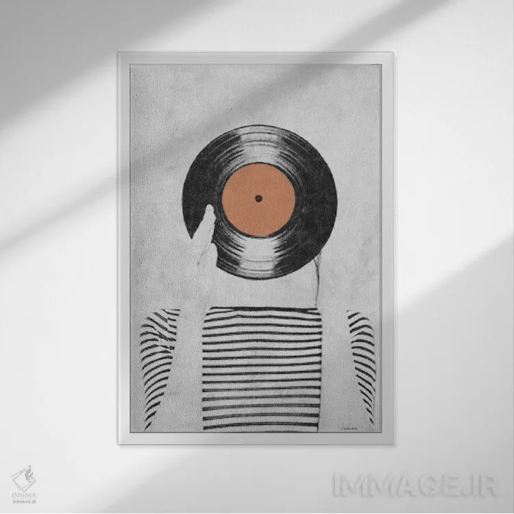 تابلو دکوراتیو سر صفحه وینیل اثر آندر دات آرت - نمای قابدار سفید