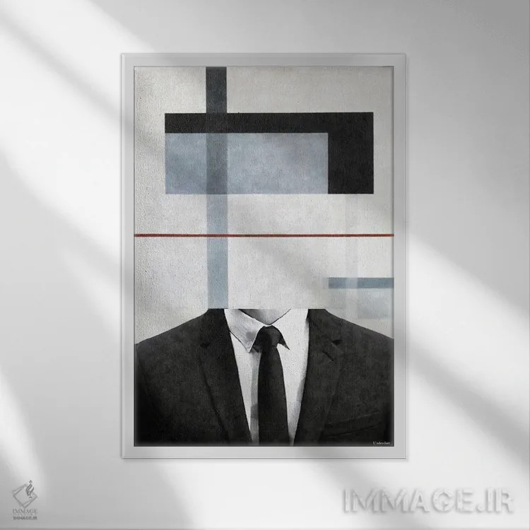 تابلو دکوراتیو جابجایی انتزاعی اثر آندر دات آرت - نمای قابدار سفید