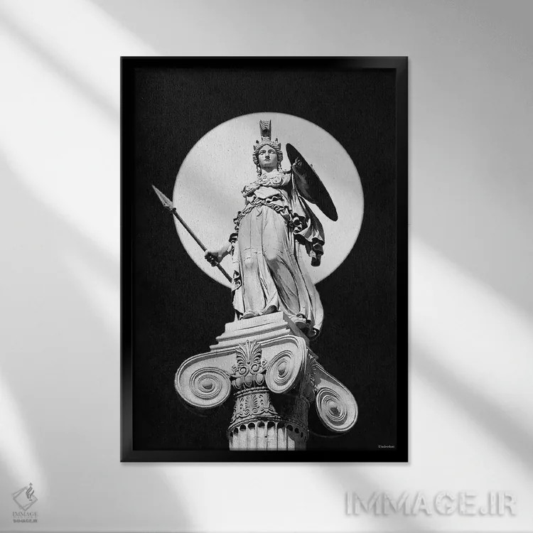 تابلو دکوراتیو الهه آتنا اثر آندر دات آرت - نمای قابدار مشکی