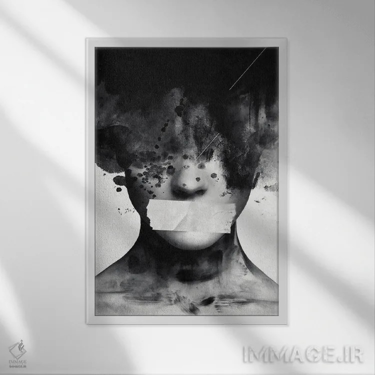 تابلو دکوراتیو آزادی بیان اثر آندر دات آرت - نمای قابدار سفید
