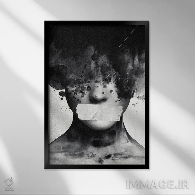 تابلو دکوراتیو آزادی بیان اثر آندر دات آرت - نمای قابدار مشکی