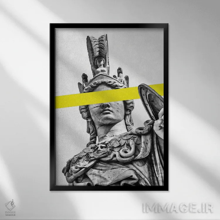 تابلو دکوراتیو چشمان پنهان آتنا اثر آندر دات آرت - نمای قابدار مشکی