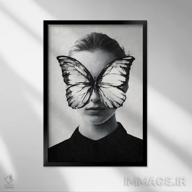 تابلو دکوراتیو پروانه اثر آندر دات آرت - نمای قابدار مشکی