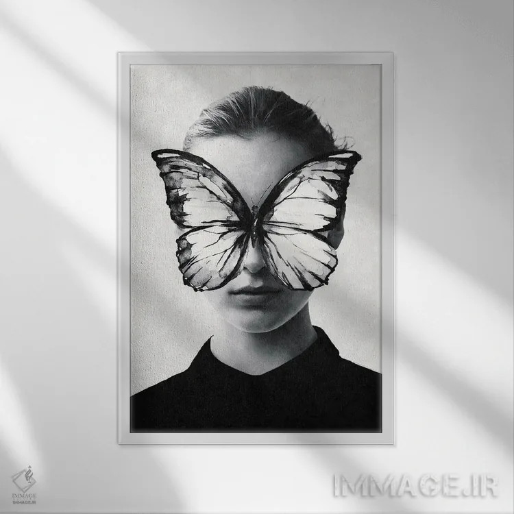 تابلو دکوراتیو پروانه اثر آندر دات آرت - نمای قابدار سفید
