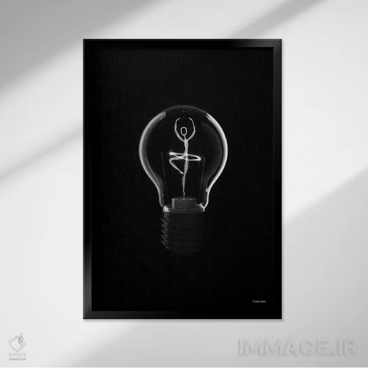 تابلو دکوراتیو نور رقصان اثر آندر دات آرت - نمای قابدار مشکی