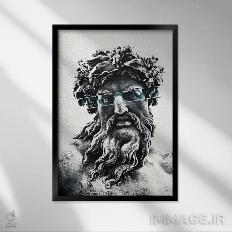تابلو دکوراتیو زئوس، پادشاه خدایان اثر آندر دات آرت - نمای قابدار مشکی