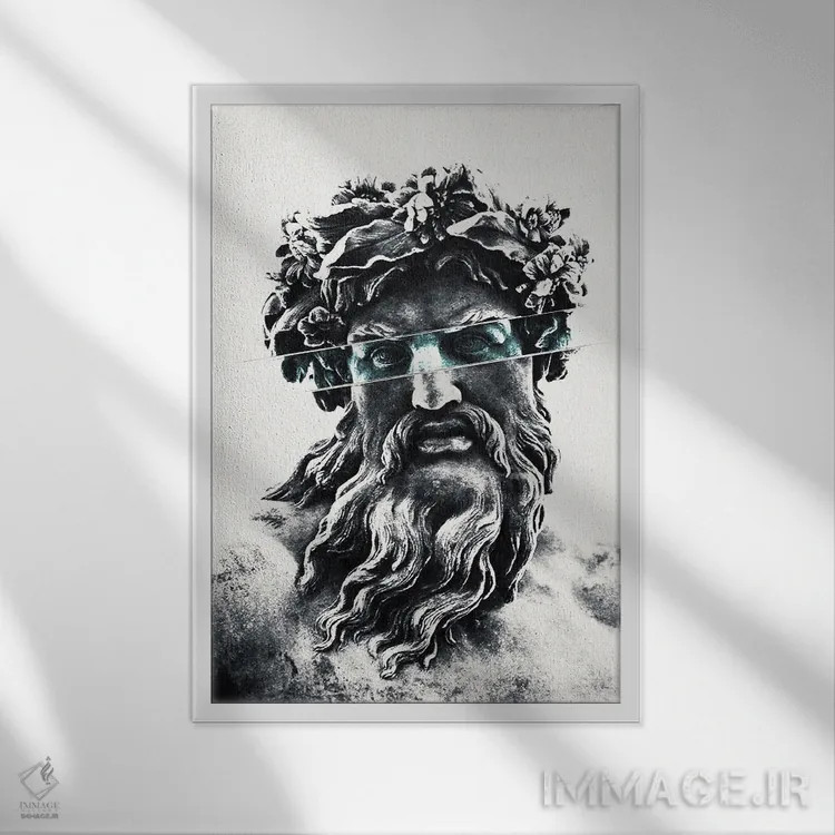 تابلو دکوراتیو زئوس، پادشاه خدایان اثر آندر دات آرت - نمای قابدار سفید
