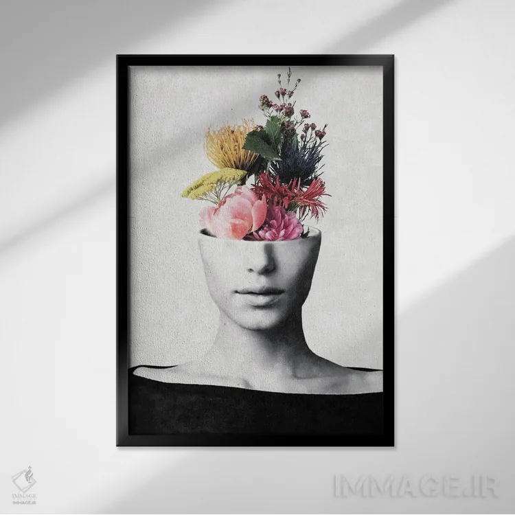 تابلو مدرن زیبایی گلگون اثر آندر دات آرت - نمای قابدار مشکی