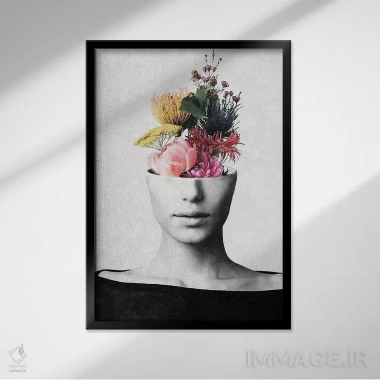 تابلو مدرن زیبایی گلگون اثر آندر دات آرت - نمای قابدار مشکی