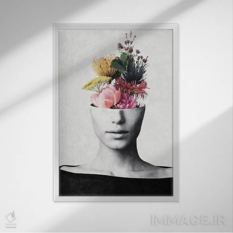 تابلو مدرن زیبایی گلگون اثر آندر دات آرت - نمای قابدار سفید