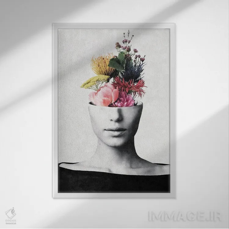 تابلو مدرن زیبایی گلگون اثر آندر دات آرت - نمای قابدار سفید